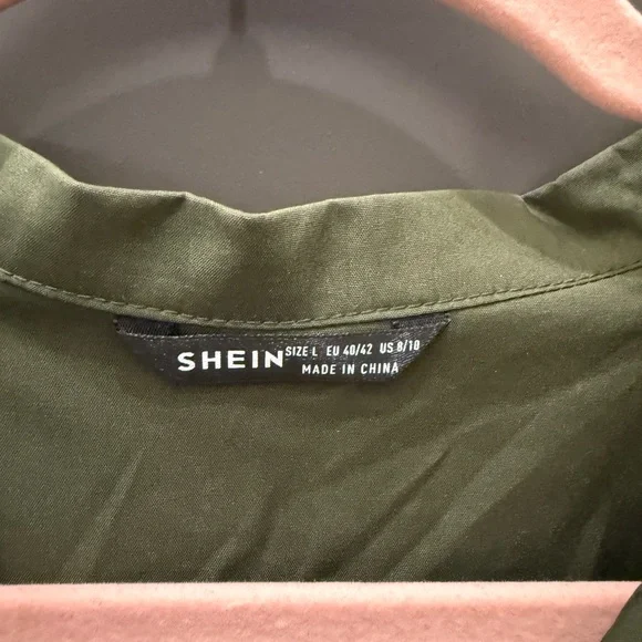 SHEIN Olive Button Down Shirt - Picture 2 of 2